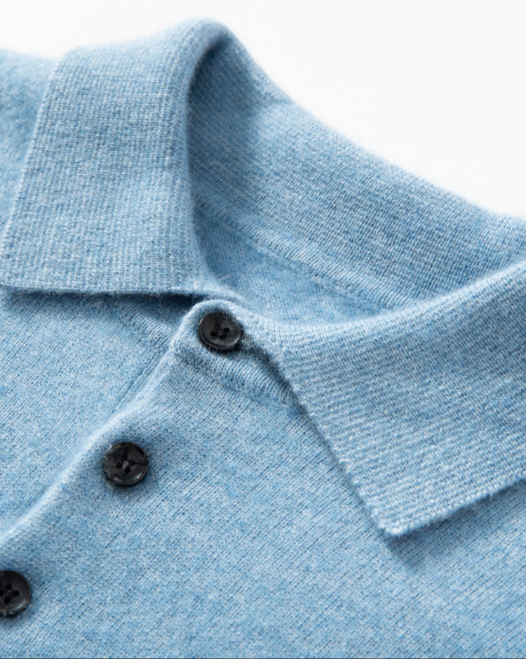 Men's Classic Collection: Ultra-soft 100% Cashmere and Wool Blend Polo Jumper