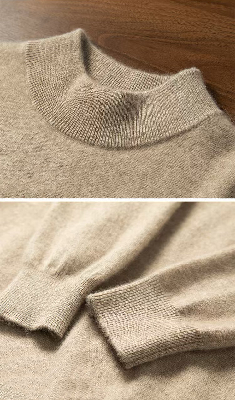 Men's Classic Collection: Ultra-soft 100% Cashmere Mock Neck Jumper