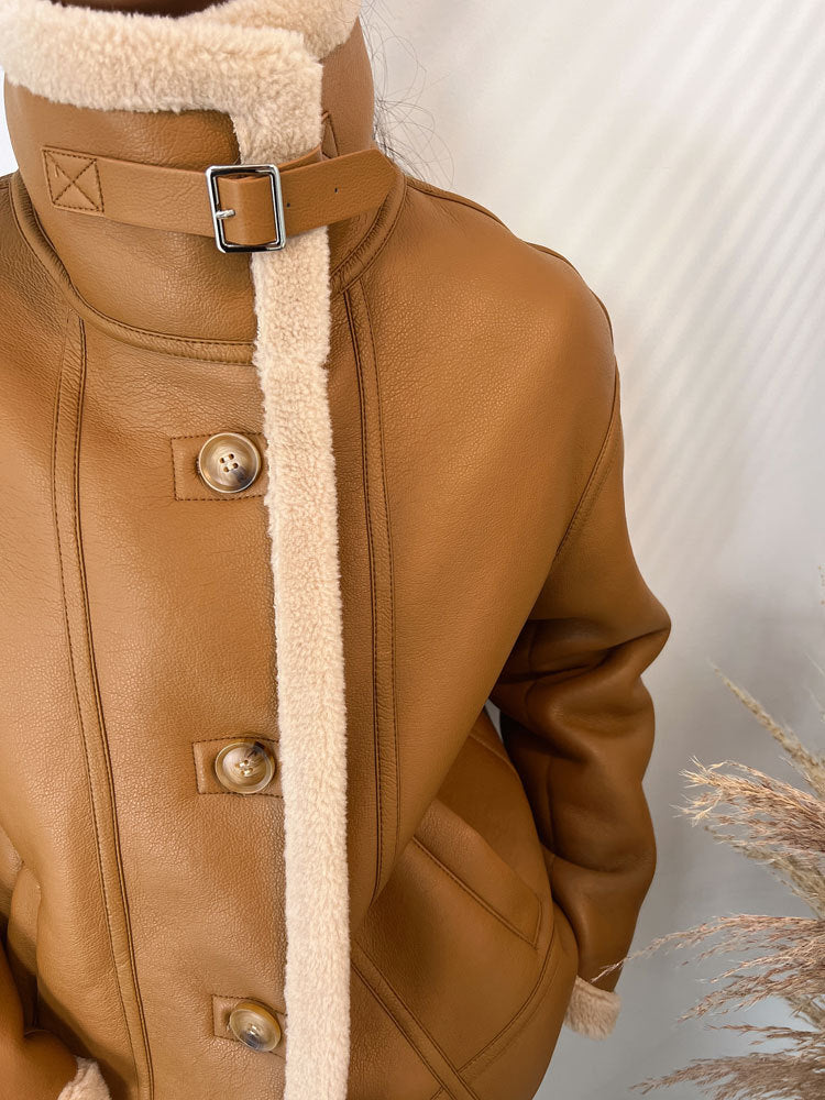 Audrie Women: Double-sided 100% Wool Integrated Jacket