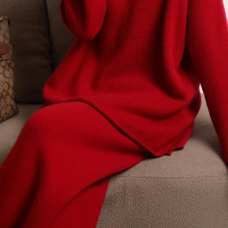 Autumn/Winter Premium: 100% Alxa Baby Cashmere-Wool Blend Wide-leg Trousers