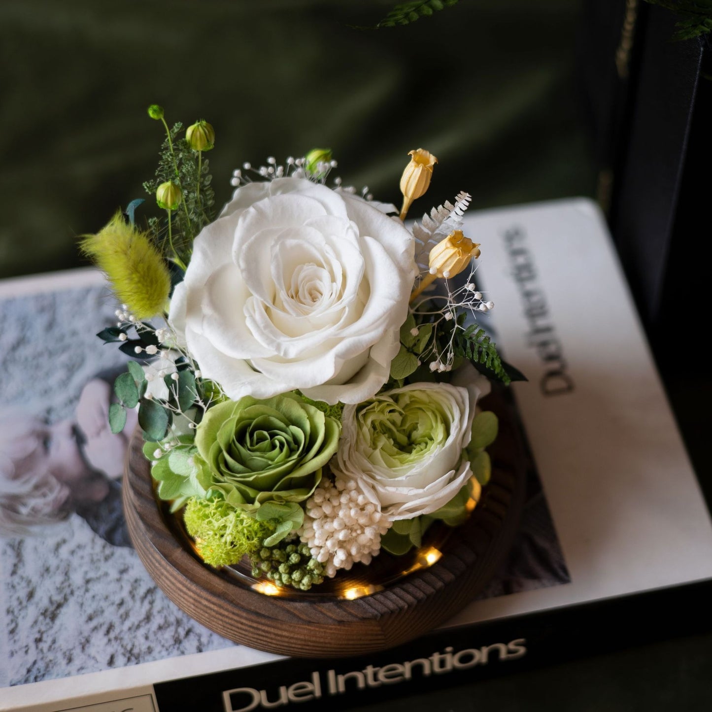 100% Handmade Eternal Real Flowers with Soft LED in Exquisite Glass Cover and Gift Box - A Timeless Gift for Life’s Most Cherished Moments
