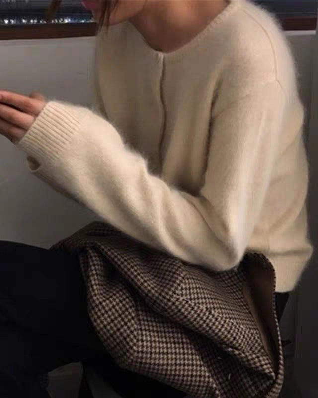 Women's 100% Lambswool Crew Neck Cardigan