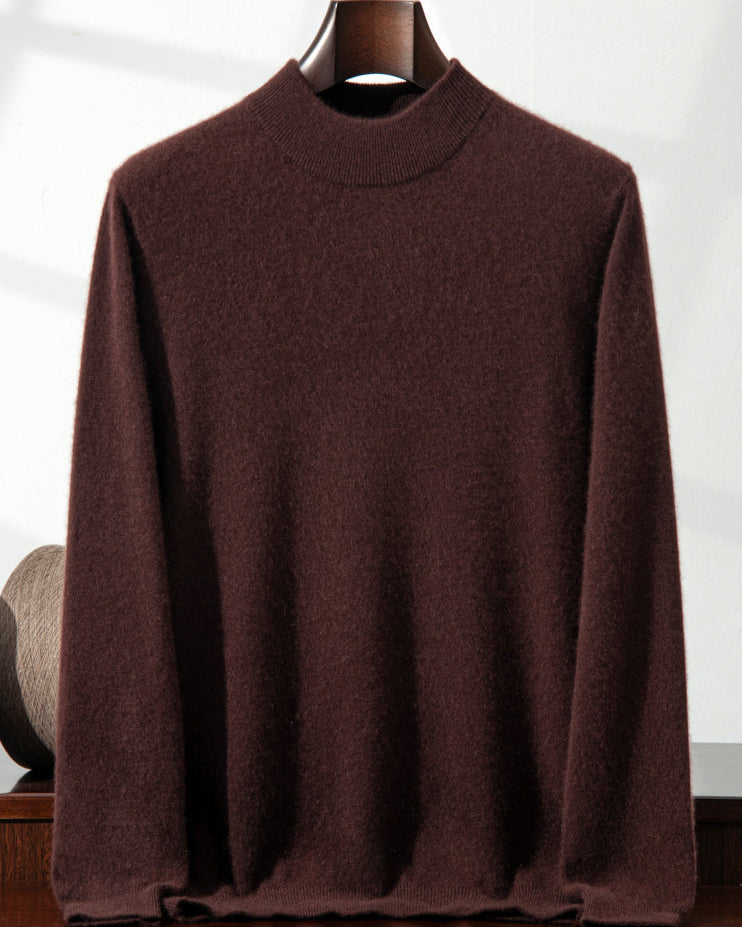 Men's Classic Collection: Ultra-soft 100% Cashmere and Wool Blend Mock Neck Jumper (14 colours)