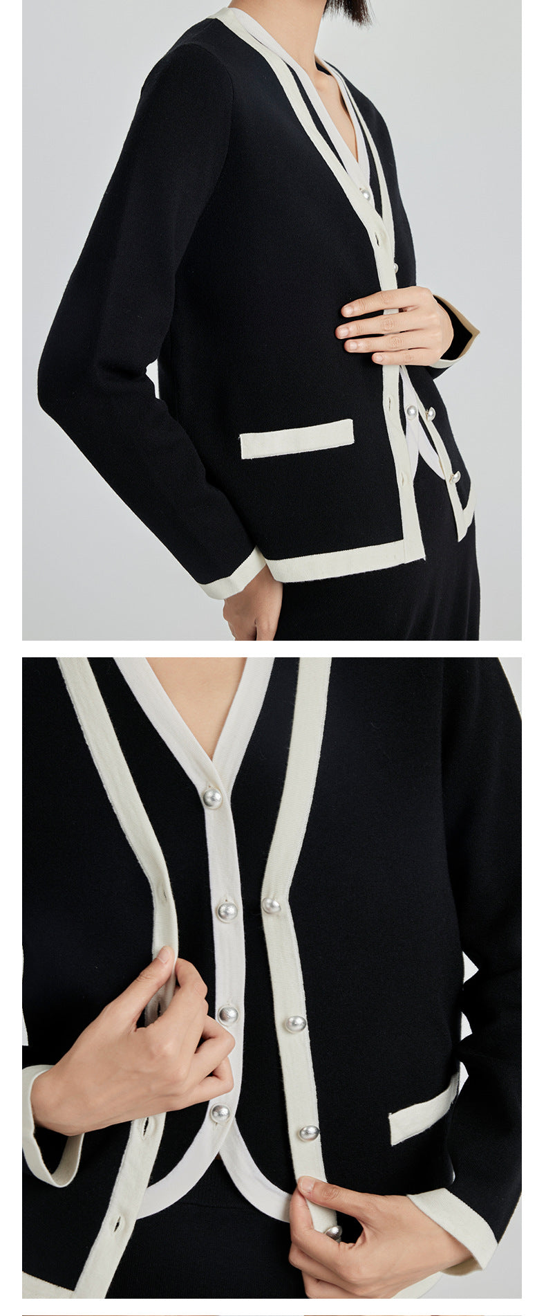 100% Ultra-fine Timeless Elegance Chanel-look Set - Cardigan, Vest & Skirt