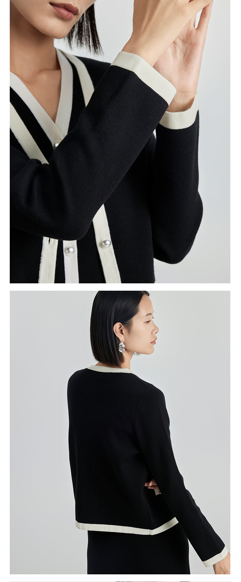 100% Ultra-fine Timeless Elegance Chanel-look Set - Cardigan, Vest & Skirt