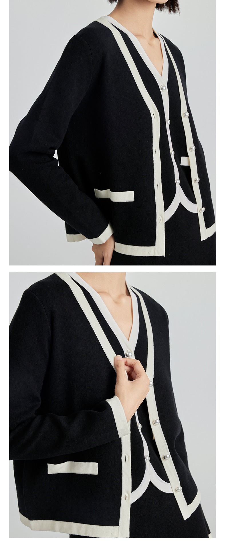 100% Ultra-fine Timeless Elegance Chanel-look Set - Cardigan, Vest & Skirt