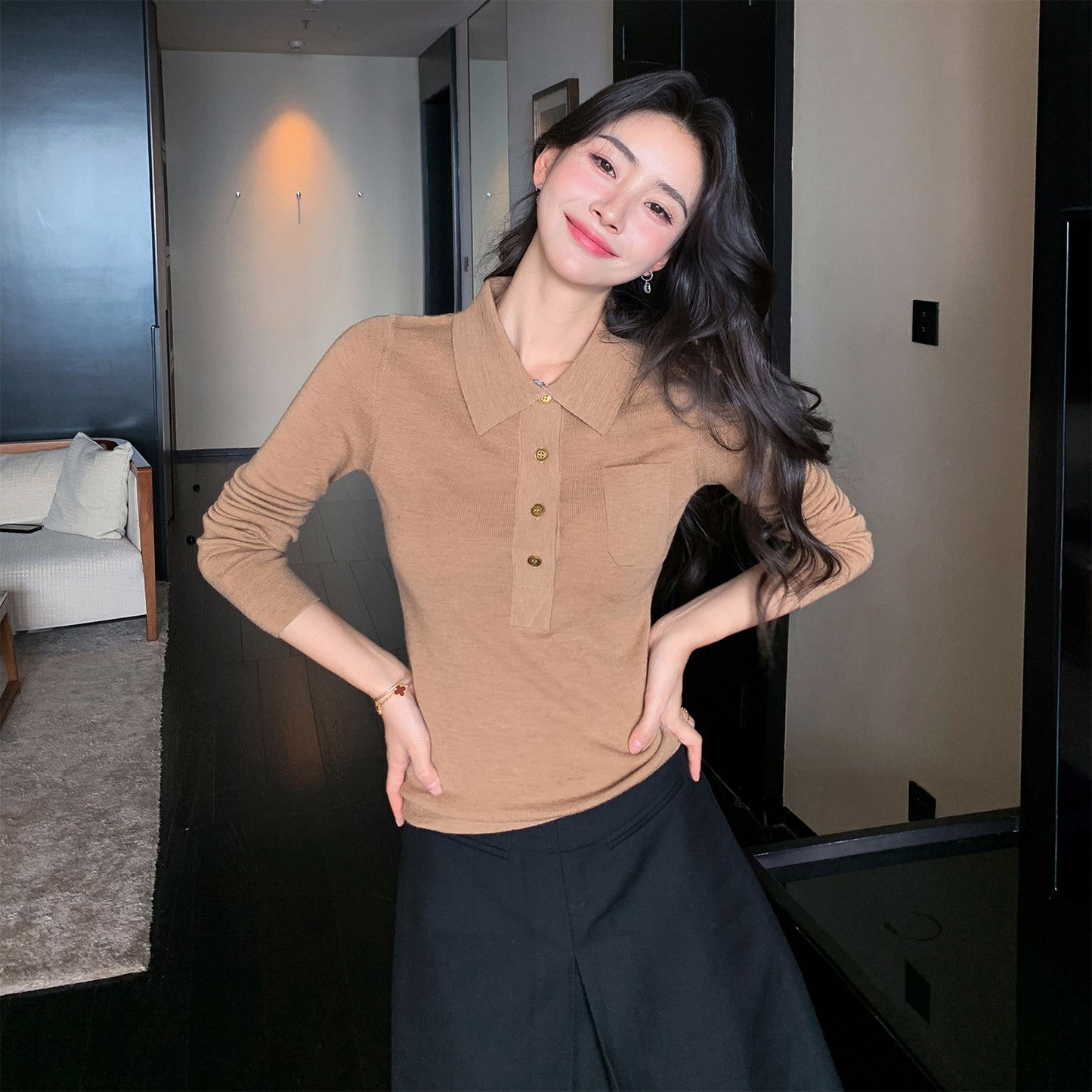 Ultra-fine Merino Wool Polo Collar Sweater