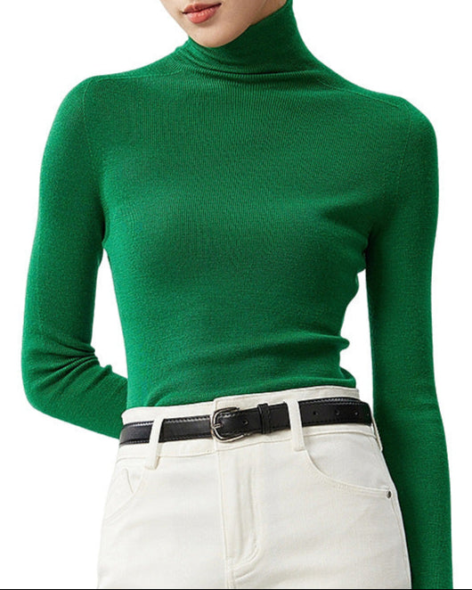 Women: Ultra-fine 100% Merino Classic Fitted Turtleneck (Foldable) Base Top