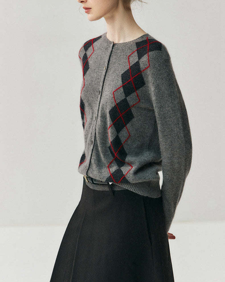 Cashmere-wool Cardigan Preppy Style