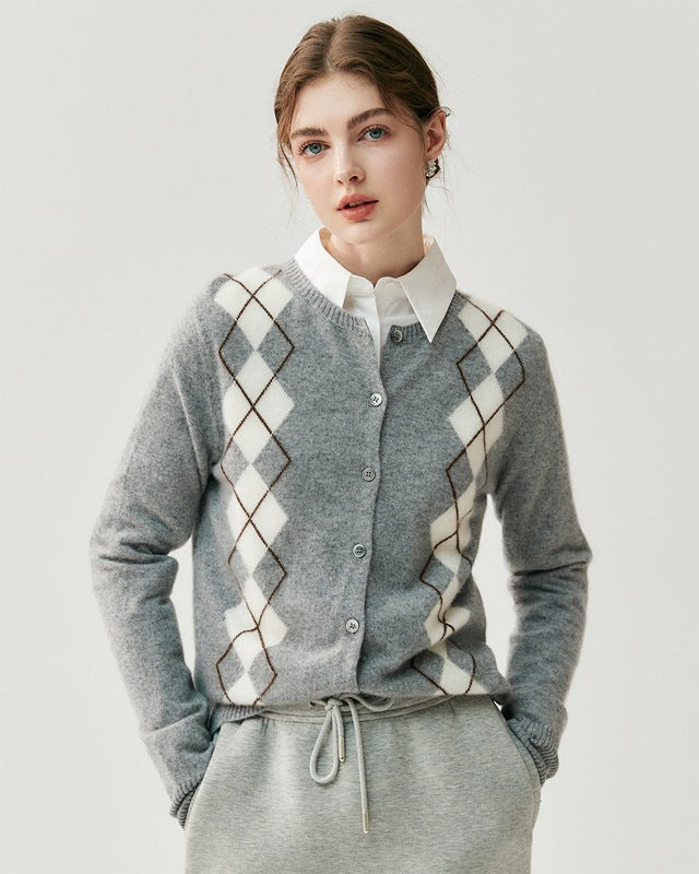 Cashmere-wool Cardigan Preppy Style
