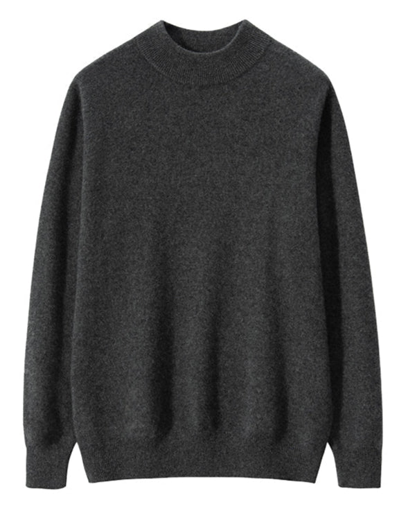 Men's Classic Collection: Ultra-soft 100% Cashmere and Wool Blend Mock Neck Jumper (14 colours)