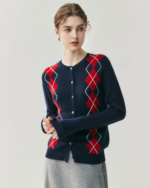 Cashmere-wool Cardigan Preppy Style