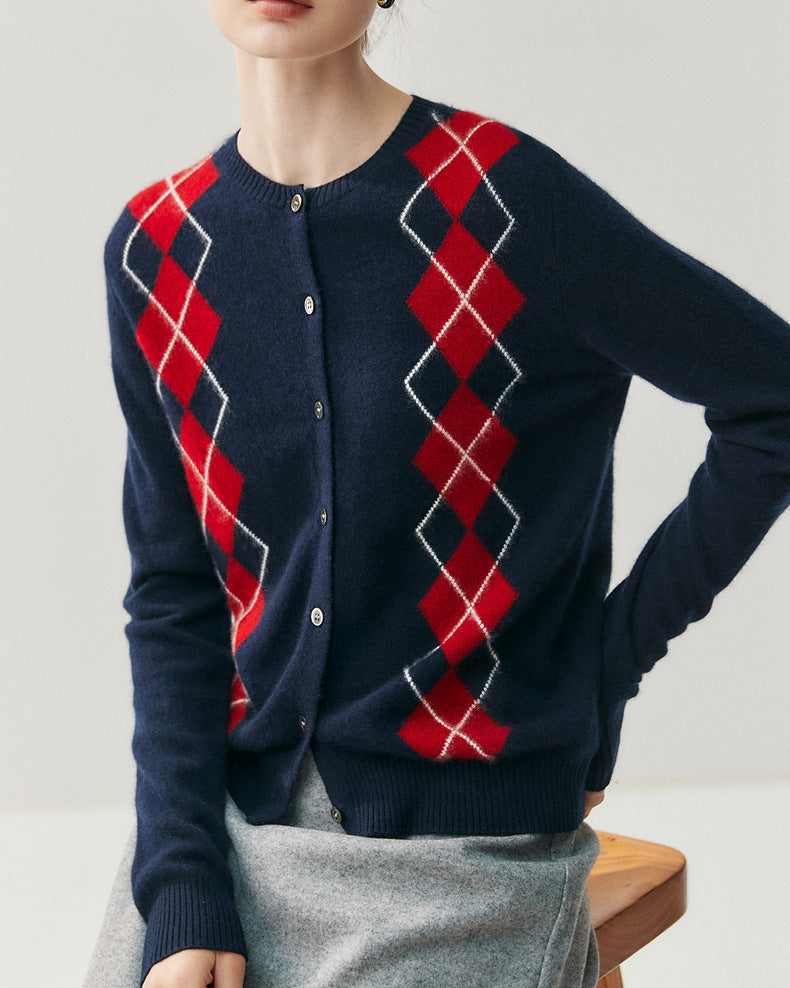 Cashmere-wool Cardigan Preppy Style