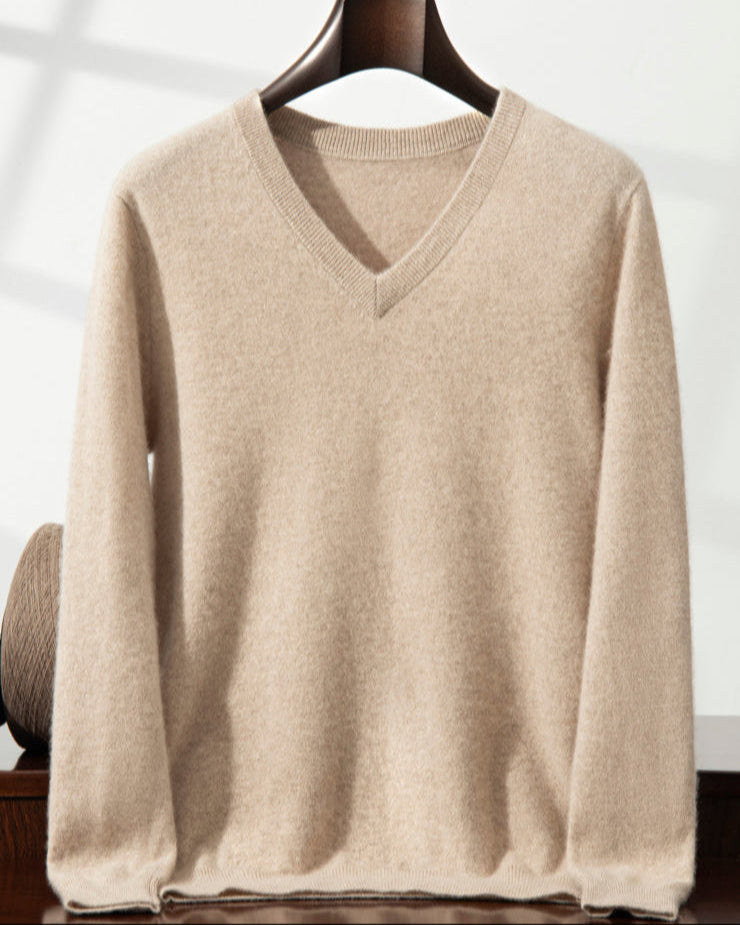 Men's Classic Collection: Ultra-fine 100% Cashmere and Wool Blend V-Neck Jumper (9 colours)