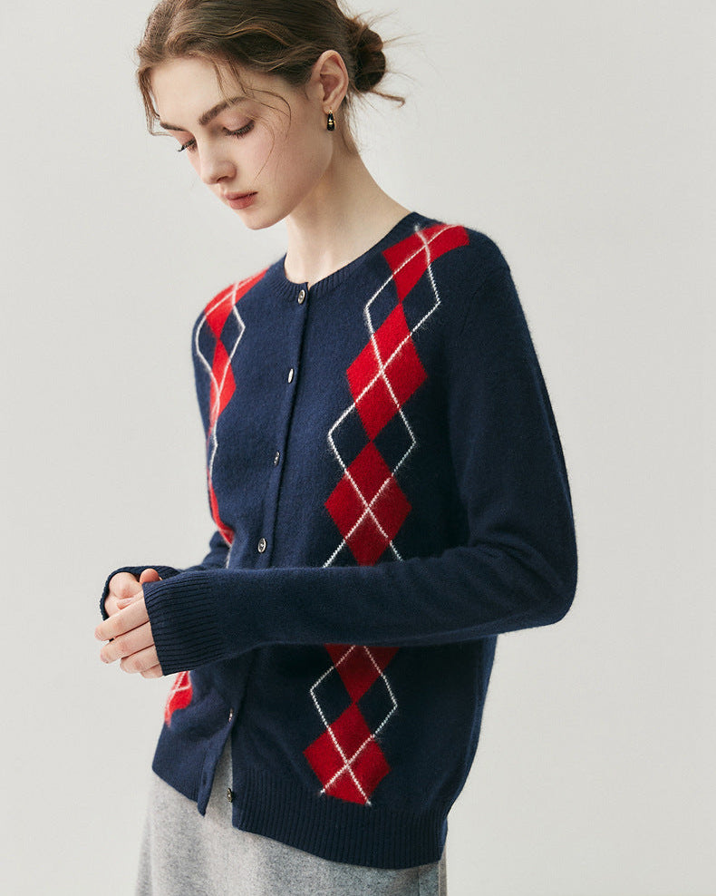 Cashmere-wool Cardigan Preppy Style