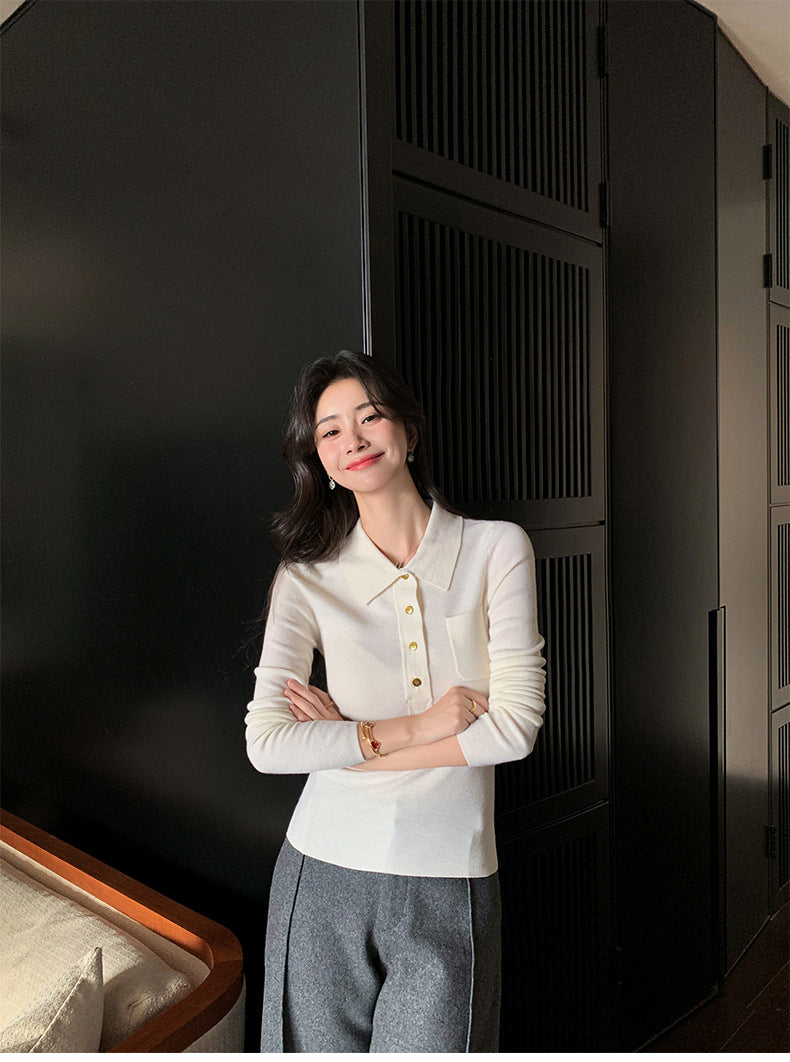Ultra-fine Merino Wool Polo Collar Sweater