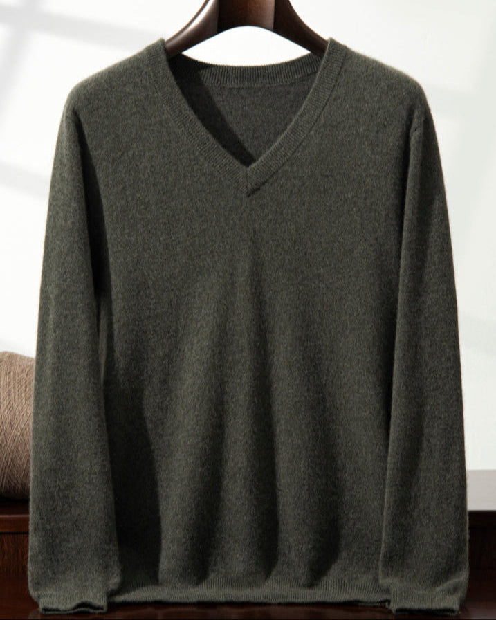 Men's Classic Collection: Ultra-fine 100% Cashmere and Wool Blend V-Neck Jumper (9 colours)