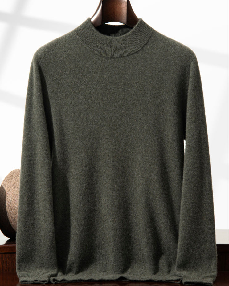 Men's Classic Collection: Ultra-soft 100% Cashmere and Wool Blend Mock Neck Jumper (14 colours)