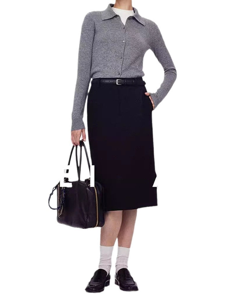 Women's Italian Fine Wool Pencil Midi Skirt