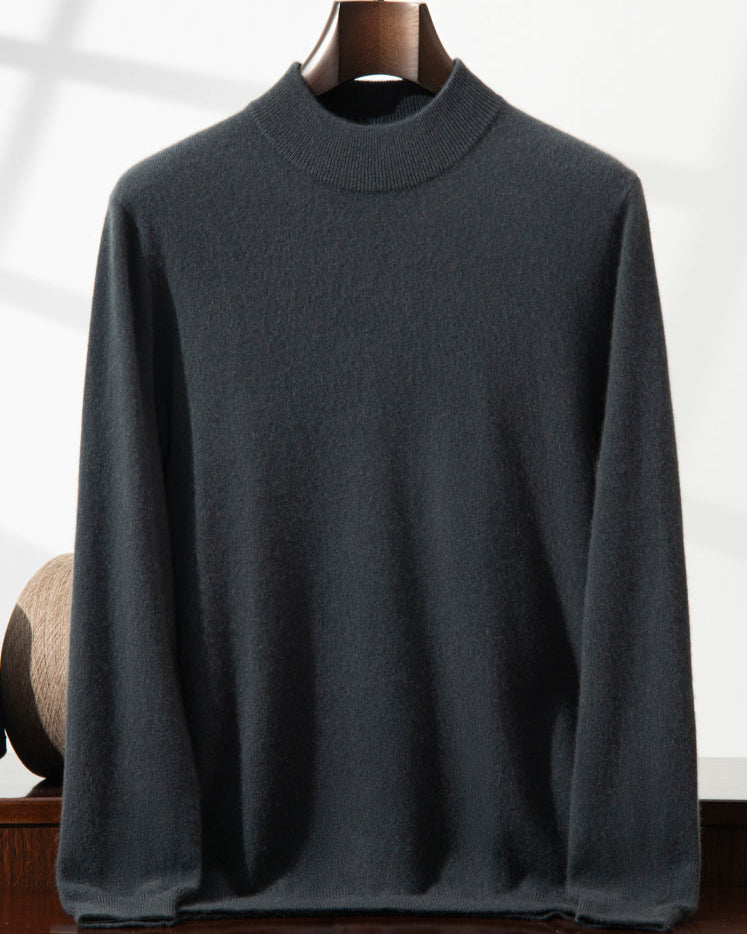 Men's Classic Collection: Ultra-soft 100% Cashmere and Wool Blend Mock Neck Jumper (14 colours)