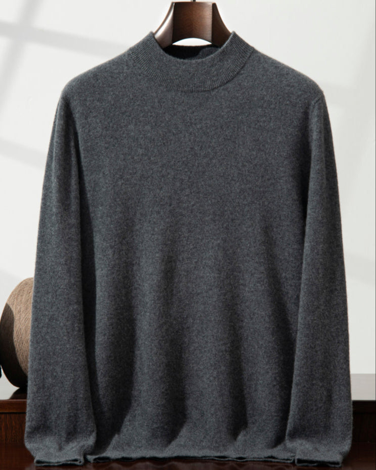 Men's Classic Collection: Ultra-soft 100% Cashmere and Wool Blend Mock Neck Jumper (14 colours)