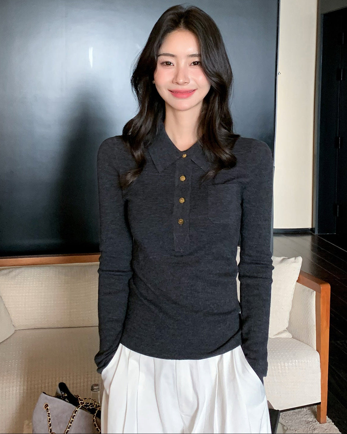 Ultra-fine Merino Wool Polo Collar Sweater