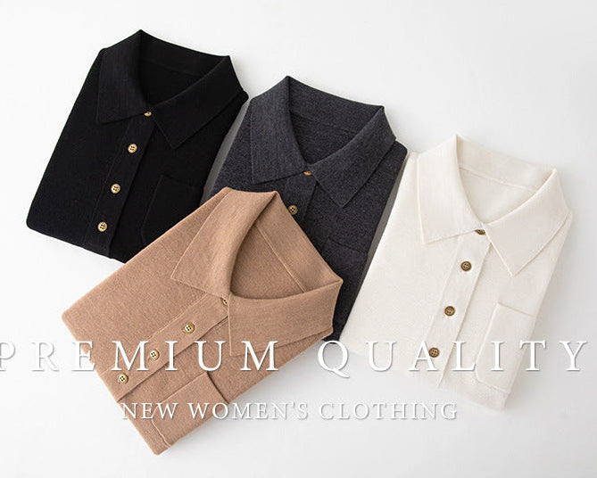 Ultra-fine Merino Wool Polo Collar Sweater