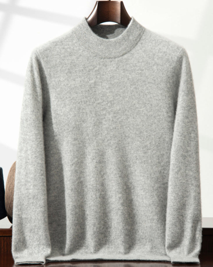 Men's Classic Collection: Ultra-soft 100% Cashmere and Wool Blend Mock Neck Jumper (14 colours)