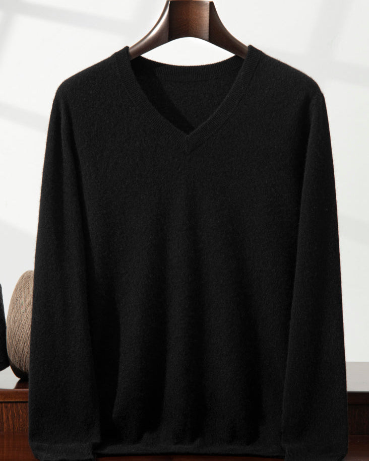 Men's Classic Collection: Ultra-fine 100% Cashmere and Wool Blend V-Neck Jumper (9 colours)