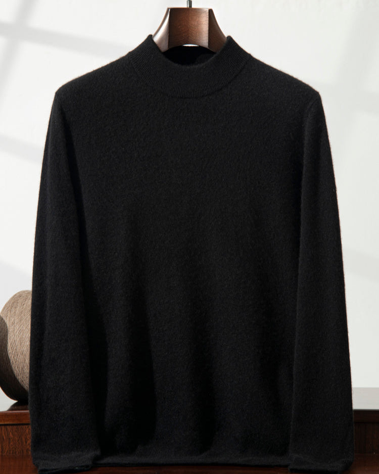 Men's Classic Collection: Ultra-soft 100% Cashmere and Wool Blend Mock Neck Jumper (14 colours)