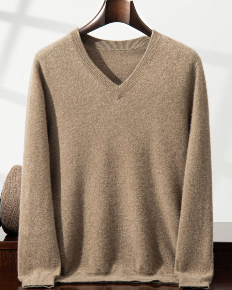 Men's Classic Collection: Ultra-fine 100% Cashmere and Wool Blend V-Neck Jumper (9 colours)