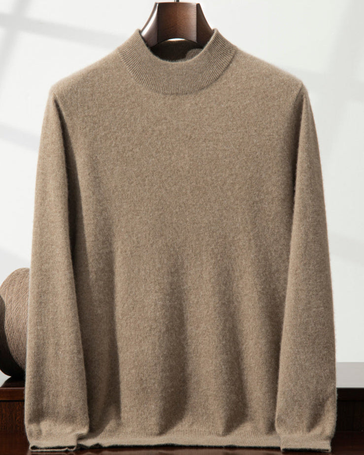 Men's Classic Collection: Ultra-soft 100% Cashmere and Wool Blend Mock Neck Jumper (14 colours)