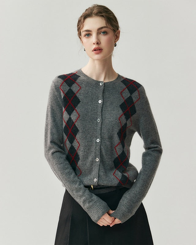 Cashmere-wool Cardigan Preppy Style