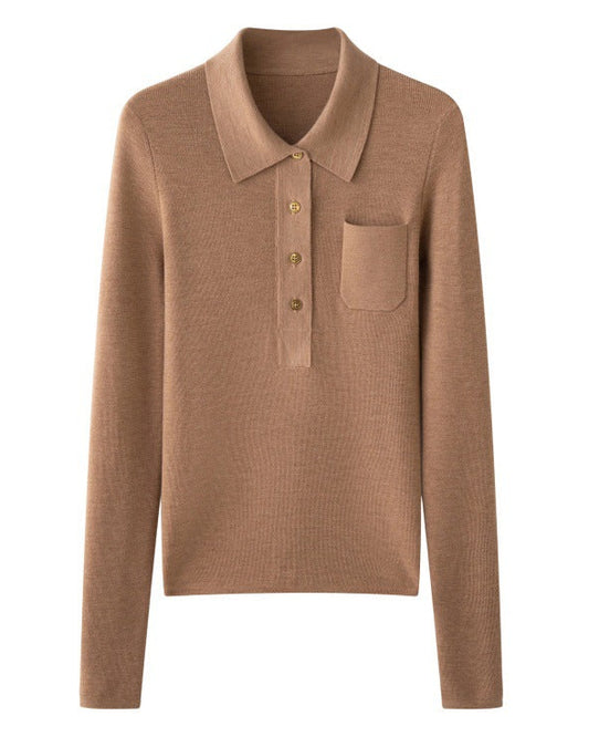 Ultra-fine Merino Wool Polo Collar Sweater