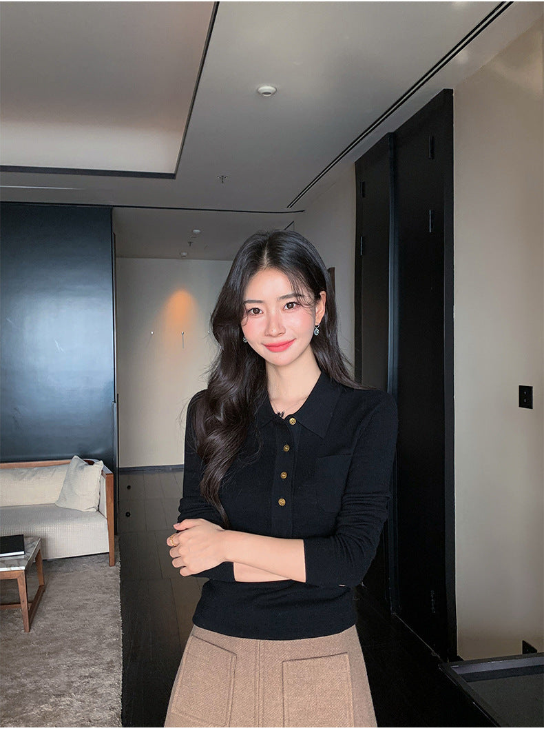 Ultra-fine Merino Wool Polo Collar Sweater