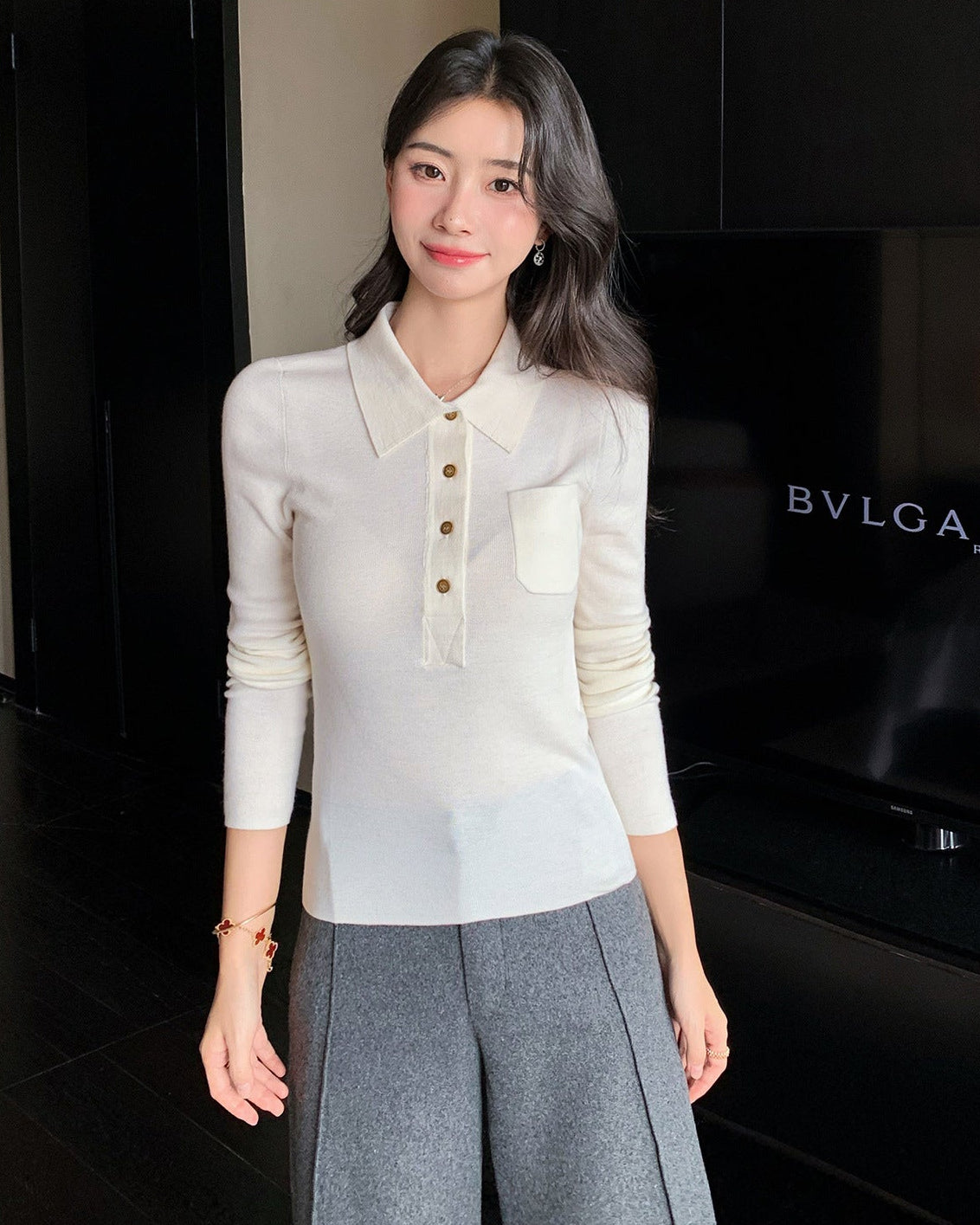 Ultra-fine Merino Wool Polo Collar Sweater