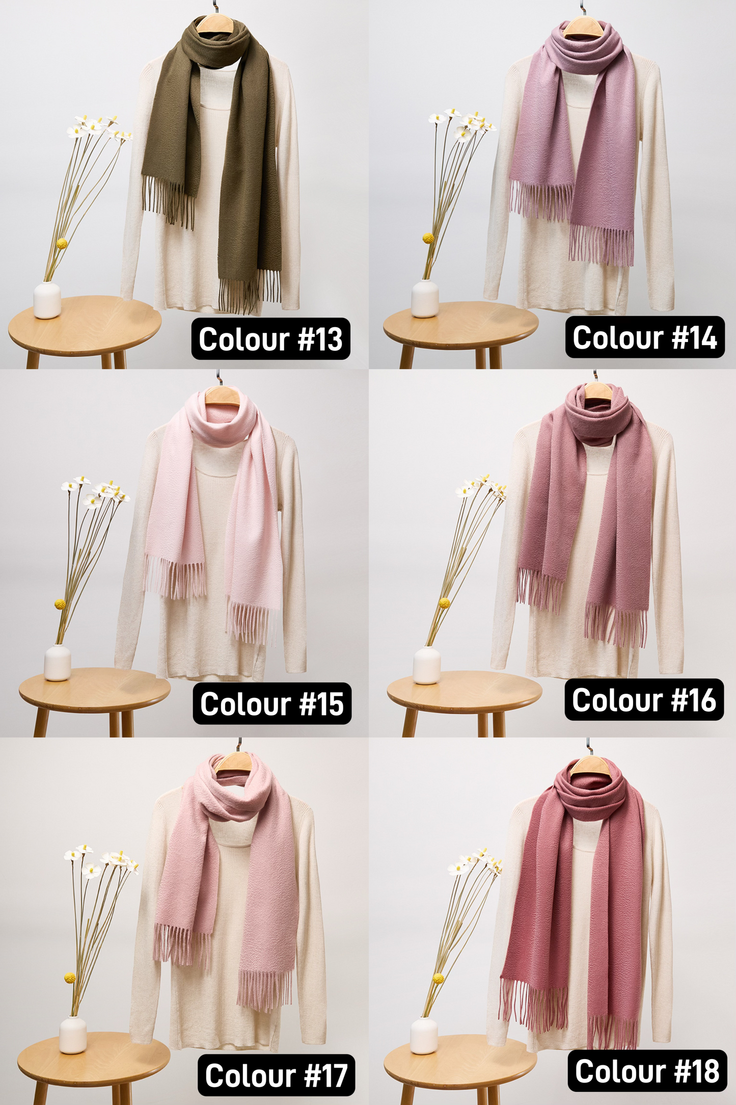 Audrie: 100% Cashmere Luxury Scarf - 42 Colour Options