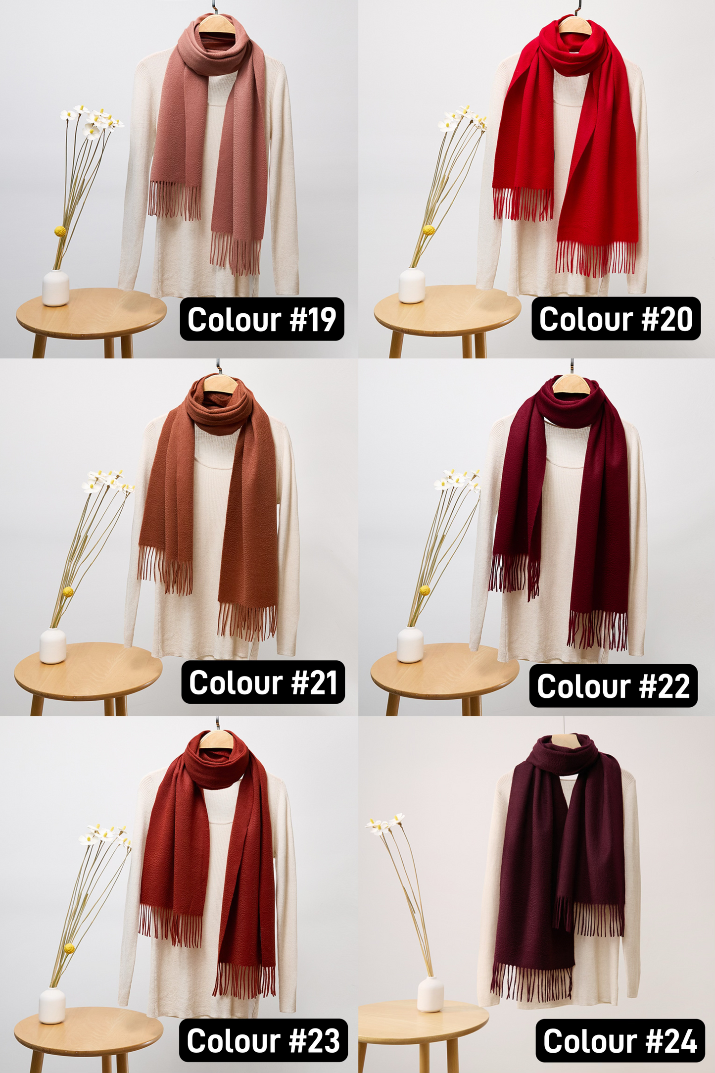 Audrie: 100% Cashmere Luxury Scarf - 42 Colour Options