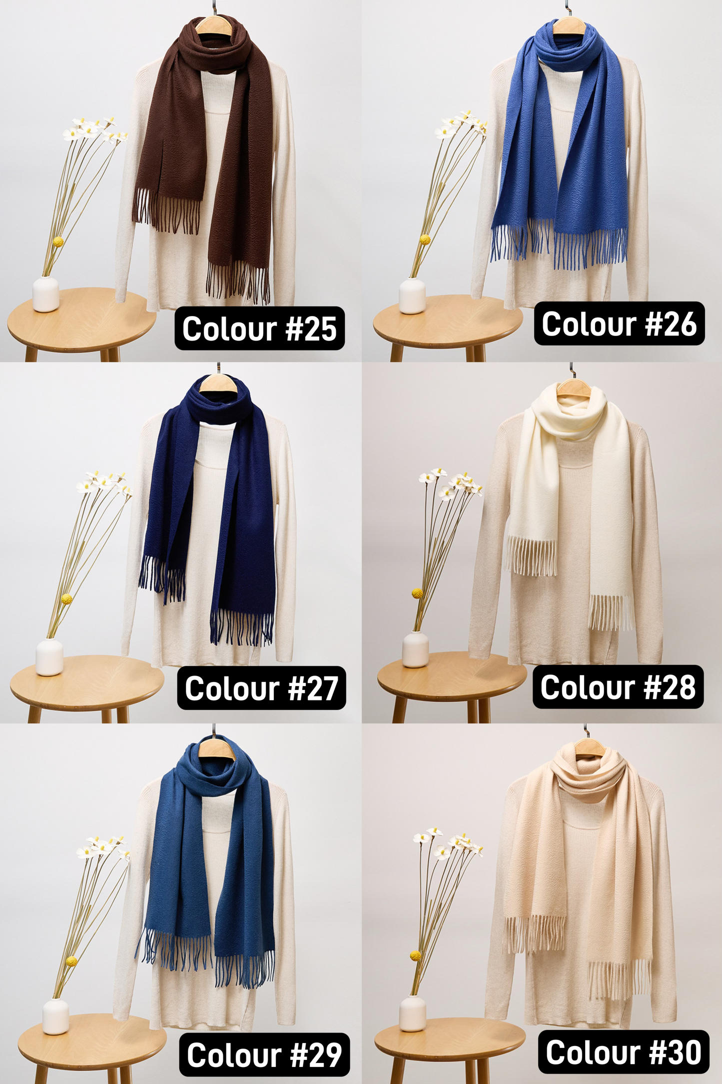 Audrie: 100% Cashmere Luxury Scarf - 42 Colour Options