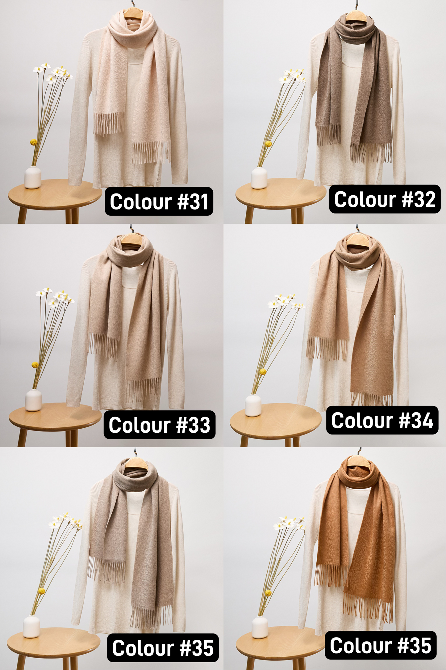 Audrie: 100% Cashmere Luxury Scarf - 42 Colour Options