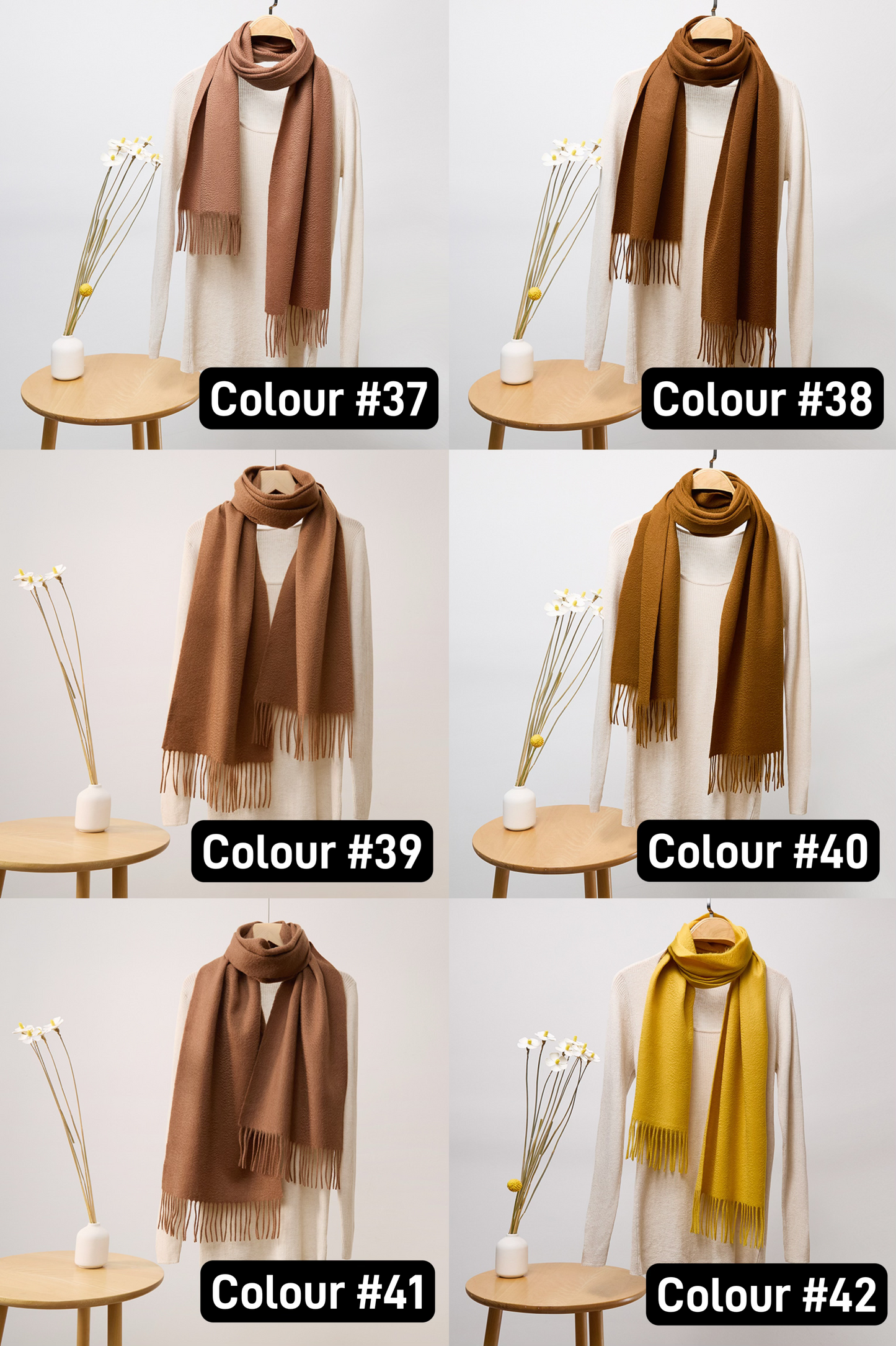 Audrie: 100% Cashmere Luxury Scarf - 42 Colour Options