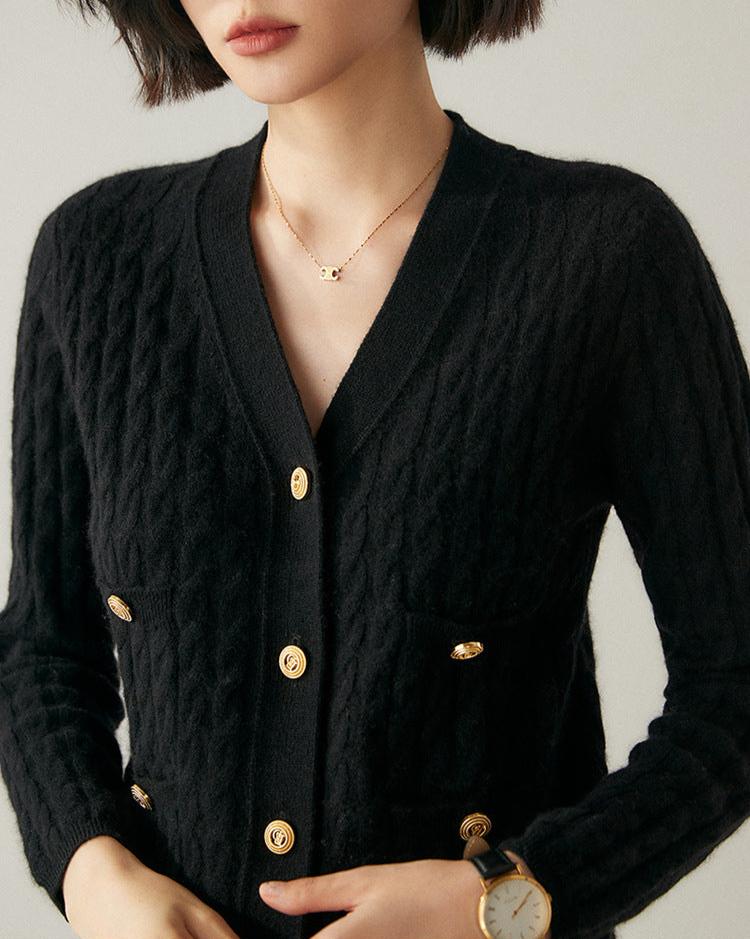 Audrie Women: 100% Baby Cashmere-Wool Blend Cable-knitted Cardigan