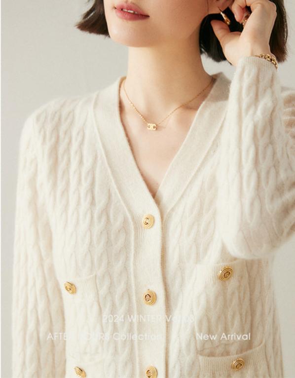 Audrie Women: 100% Baby Cashmere-Wool Blend Cable-knitted Cardigan