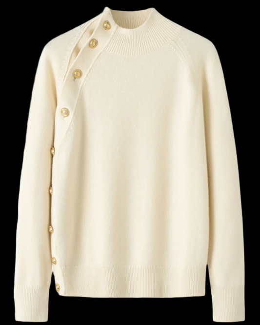 New Luxury: 100% Ordos Cashmere Sophisticated Golden Button Jumper