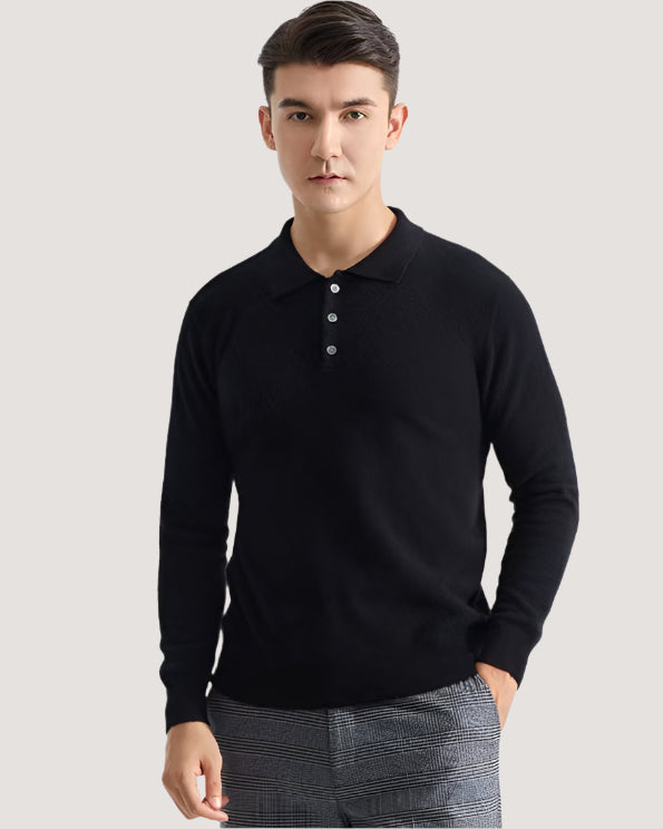 Audrie Men: 100% Cashmere Polo Jumper