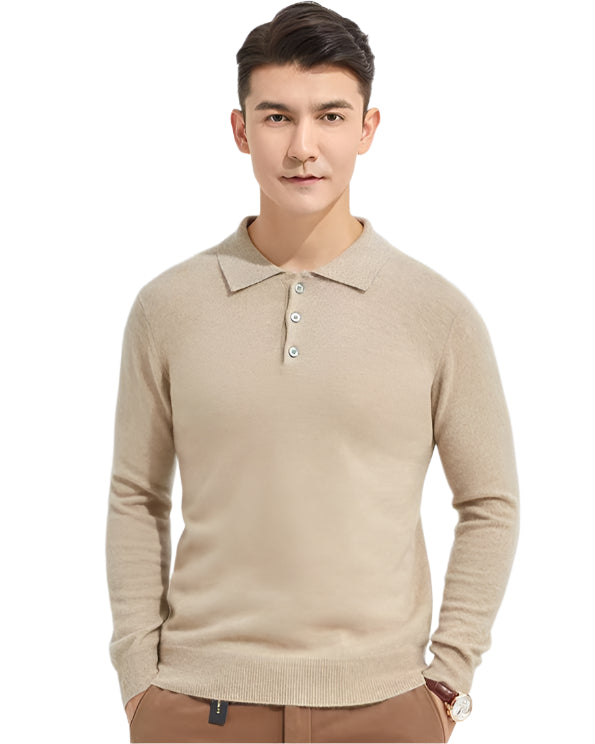 Audrie Men: 100% Cashmere Polo Jumper