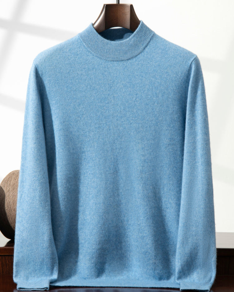 Men's Classic Collection: Ultra-soft 100% Cashmere and Wool Blend Mock Neck Jumper (14 colours)