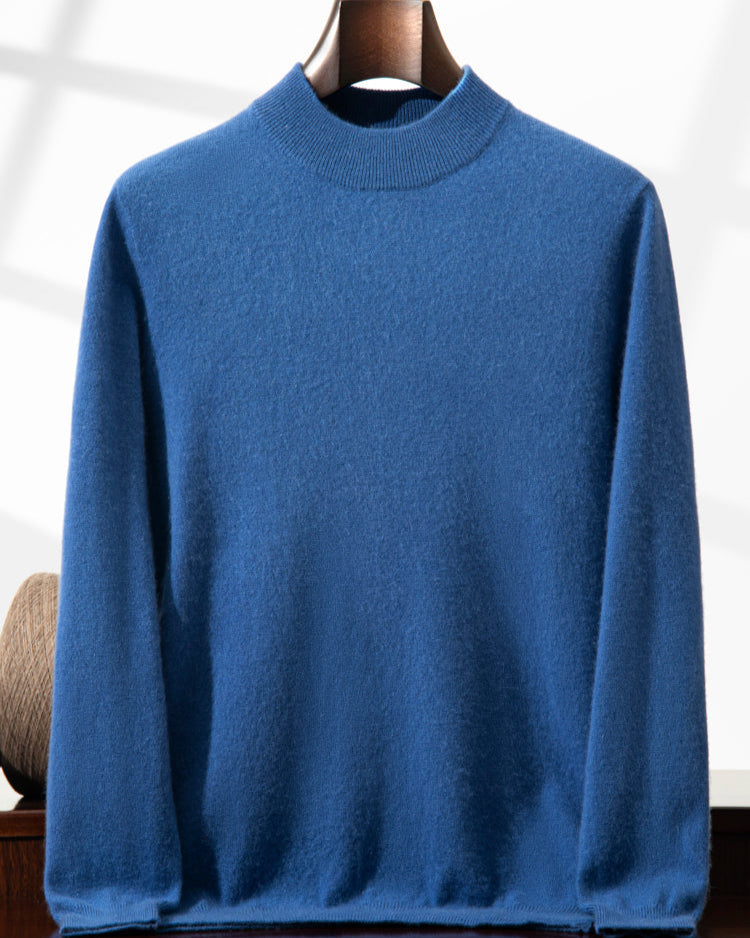 Men's Classic Collection: Ultra-soft 100% Cashmere and Wool Blend Mock Neck Jumper (14 colours)