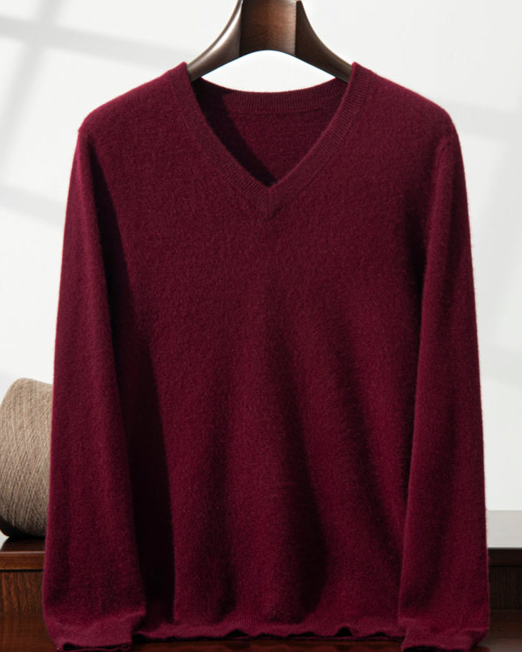 Men's Classic Collection: Ultra-fine 100% Cashmere and Wool Blend V-Neck Jumper (9 colours)