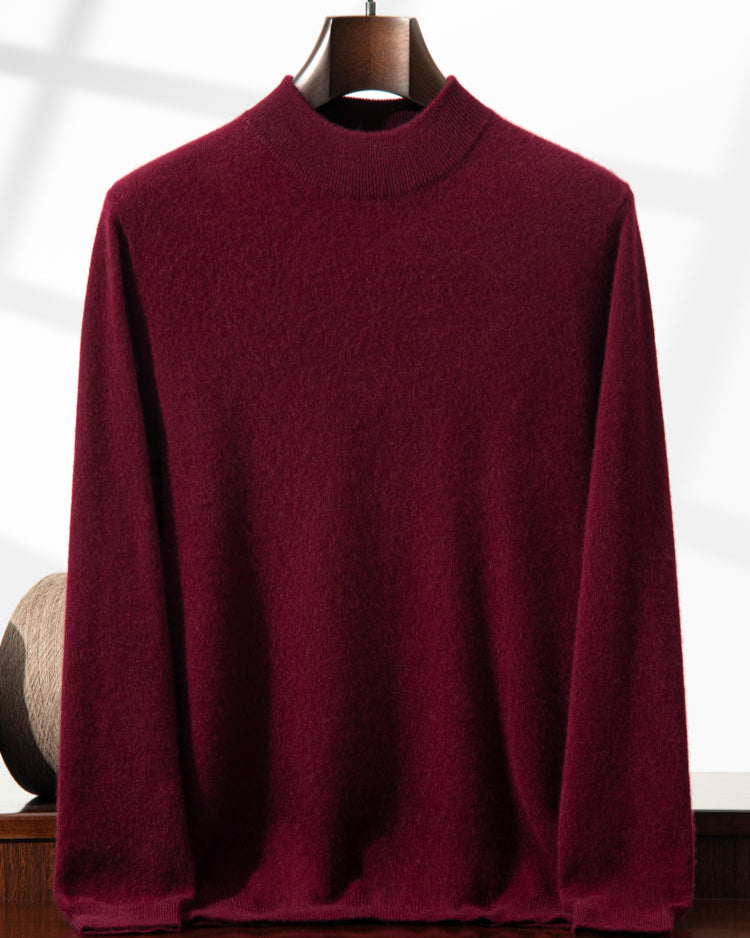 Men's Classic Collection: Ultra-soft 100% Cashmere and Wool Blend Mock Neck Jumper (14 colours)